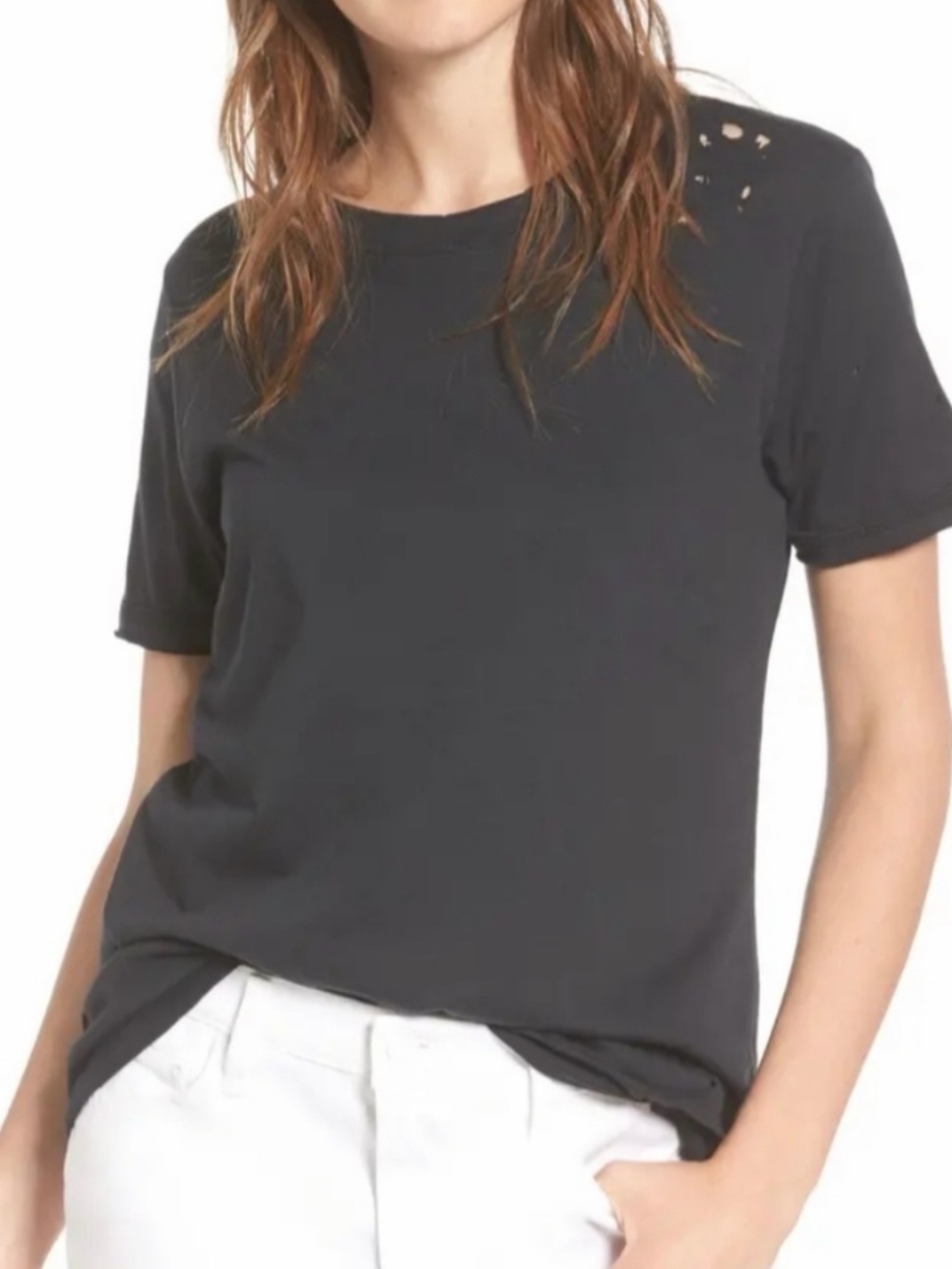 Prince Peter Collection Distressed Black Short Sleeve Crewneck Tee